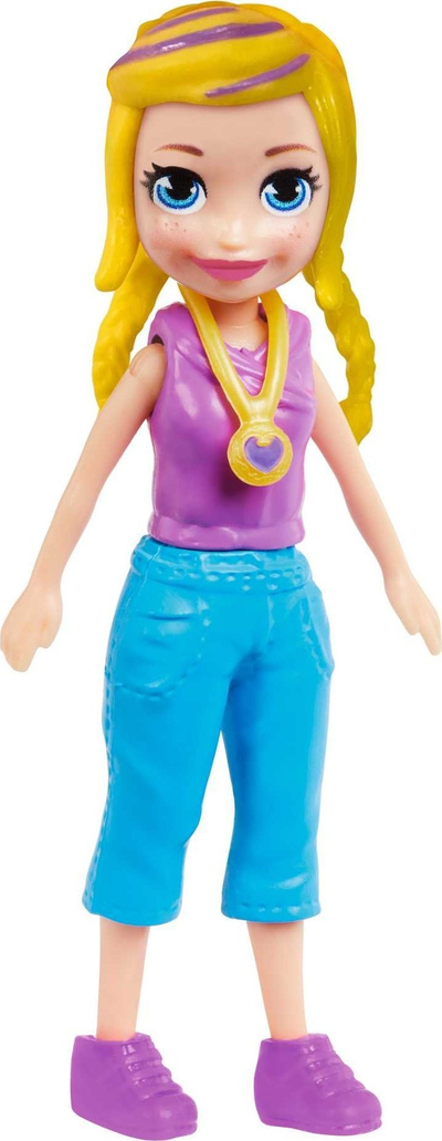 Set lojrash Polly Pocket Style Spinner Fashion Closet, kukull bionde 7.5cm, dollap rrotullues, rozë