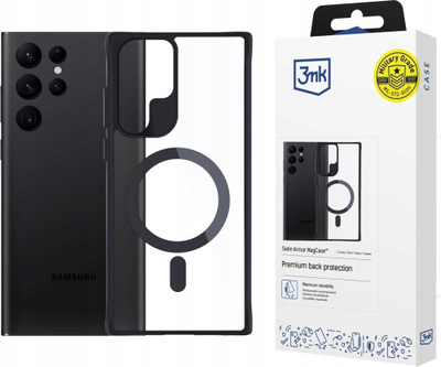 Kllafë mbrojtëse 3MK Satin Armor MagCase për Samsung Galaxy S24 Ultra, MagSafe, mban mirë nga goditjet, e zezë