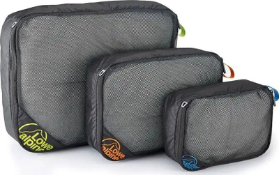 Organizer udhëtimi Lowe Alpine Packing Cube, rrjetë përpara, mbyllje me zinxhir, i zi