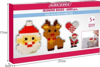 Set kreativ rruaza Kruzzel Fuse Beads 22424, 6000 copë, me shabllone Krishtlindjesh, shumëngjyrësh