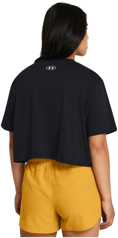 Спортска блуза Under Armour Boxy Crop Logo, кратки ракави, 100% полиестер, црна
