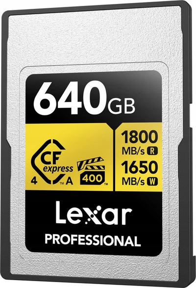 Мемориска картичка Лекcар Професионал Голд Сериес, 640GB, CFекспрес Тип А 4.0, златна