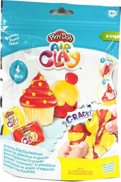 Masë modeluese Play Doh Air Clay Donut Macaroon, 4 copë, thahet në ajër, me ngjyra të ndryshme