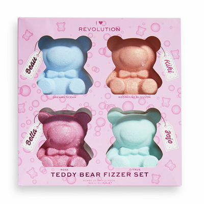 Set shkumë për vaskë I Heart Revolution Teddy Bear Fizzer 4 x 50 g
