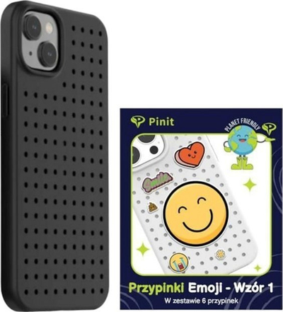 Mbrojtëse telefoni Pinifit Pinit Dynamic, për iPhone 14 Plus dhe 15 Plus 6.7", me Emoji Pin, e zezë me dizajn