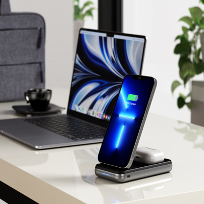 Mbajtëse karikuese Satechi Duo Wireless, e hirtë