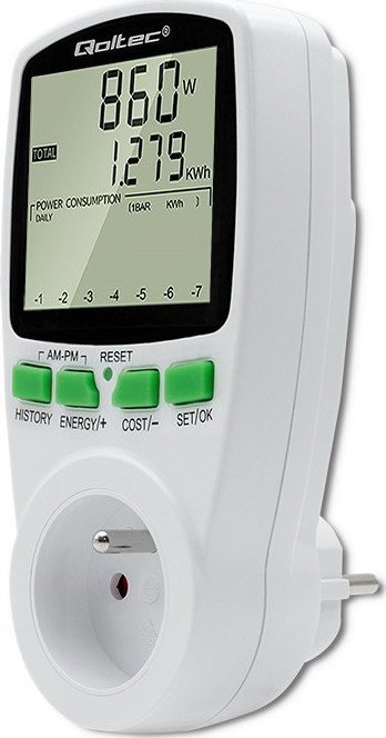 Matës energjie Qoltec PM0627, 3680W, LCD, i bardhë