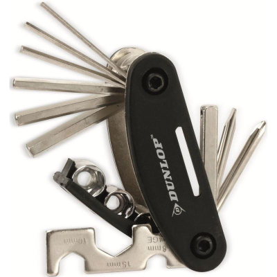 Set veglash biçiklete Dunlop Multi Tool, 15 funksione, me këllëf, ngjyrë e zezë