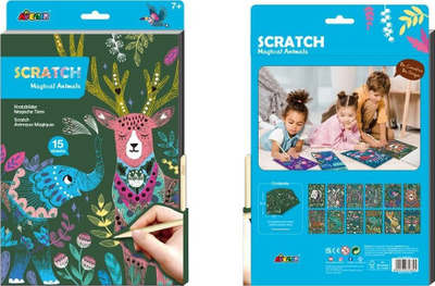 Liber kreativ Avenir A4 Scratch Book Magic Animals, 13 faqe, për mosha 6+