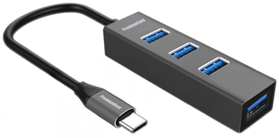 Hub USB PremiumCord 5G, Type C në 4x USB 3.2 Gen 1, i zi