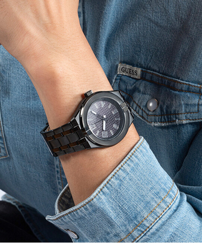 Orë dore për meshkuj Guess Escape GW0661G3, e zezë