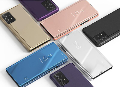 Mbështjellëse telefoni Clear View për Samsung Galaxy A53 5G, kapak flip, bëhet dhe si qëndrim, rozë