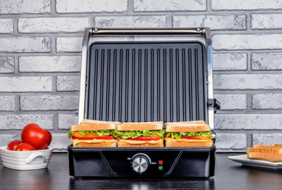 Grill elektrik Eldom GK170, pllaka jo ngjitëse, trup inox, gri