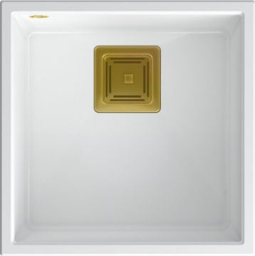 Lavaman kuzhine Quadron DAVID 40 GraniteQ, montim nën banak, snow white me detaje të arta