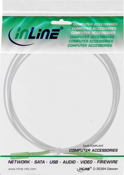 Kabllo fibër optike InLine Simplex FTTH, SC/APC në SC/APC, OS2 9/125µm, 3m