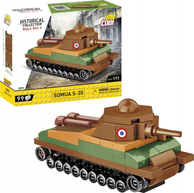 Set blloqe Cobi Historical Collection Somua S-35, 99 pjesë, shkalla 1:72, shumëngjyrësh