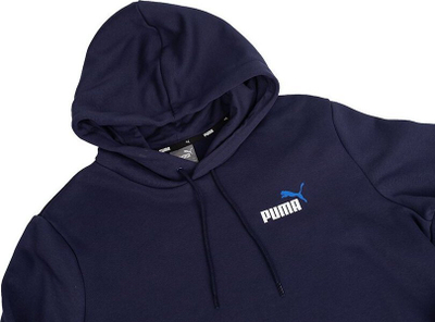 Bluzë me kapuç Puma ESS+ Small Logo Hoodie M, xhep kangur, për meshkuj, blu e errët