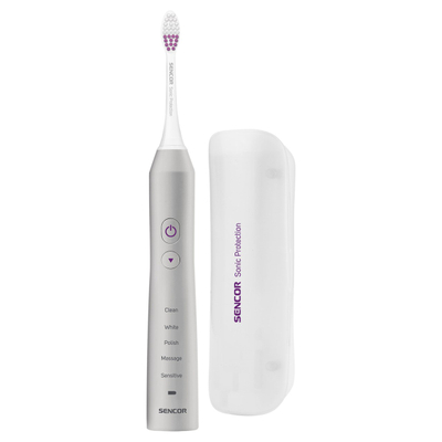 SET: Brushë dhëmbësh elektrike Sonic SOC 3200SL + koka brushe për dhëmbë Sencor SOX 001, 4 copë, të bardhë
