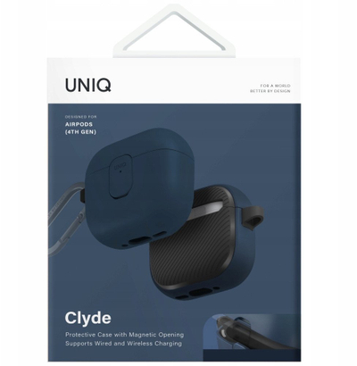 Kënte mbrojtëse Uniq Clyde për kufje AirPods 4, TPU, me kapak, blu