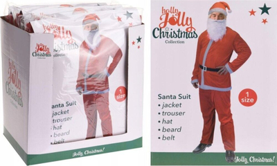 Kostum Babagjyshi Holly Jolly Christmas, set i plotë, një madhësi, i kuq