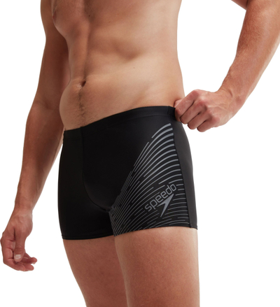 Rroba banje burra Speedo Medley Logo Aqua, boxer, ECO EnduraFlex, të zeza me gri