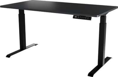 Tavolinë zyre Moon Long, elektrike 150x80 cm, lartësi 72 120 cm, e zezë antracit