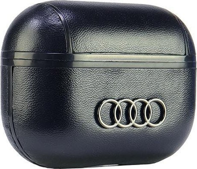 Kover mbrojtës Audi me lëkurë, logo e madhe, për AirPods Pro 2, lëkurë, i zi