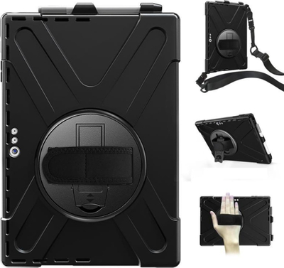 Mbulesë tableti eStuff Defender Case, Microsoft Surface Pro 7 6 5 4, me mbrojtës ekrani, e zezë