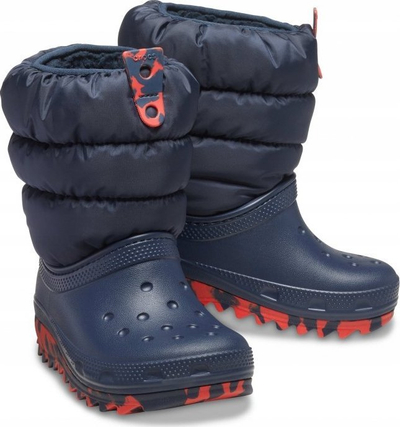 Çizme dimri për kalamaj Crocs Classic Neo Puff Boot Jr 207684-410, që s’i hyn uji, slip-on, blu navy