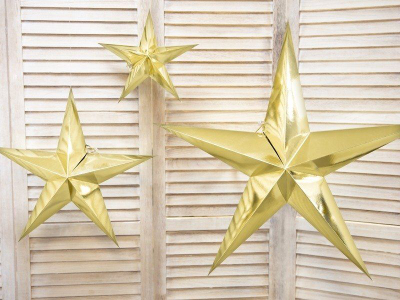 Yll dekorativ prej letre Paper Star 45 cm, ngjyrë ari
