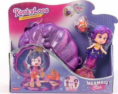Kukull sirenë KookyLoos Mermaid Star, me guaskë transportuese, set lojërash, vjollcë