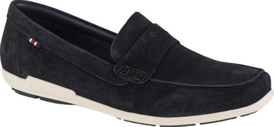 Mokasina për burra Rieker M 09050-14, lëkurë, taban gome, blu navy
