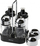 Set për erëza KingHoff KH-1647, raft qelqi, 4 copë, i argjendtë