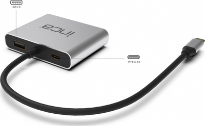 Adapter USB C Inca ITPC-4, 2x HDMI 4K 30Hz, USB A, USB C, gri