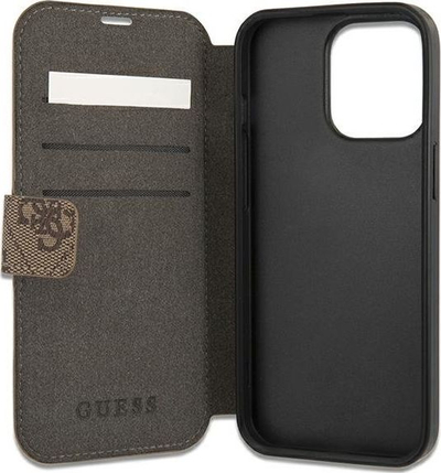 Këllëf libri Guess GUBKP13L4GMGBR, për iPhone 13 Pro 13 6.1", lëkurë sintetike, kafe