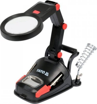 Mbajtës saldimi YATO YT-73861, lupë dyfishe, ndriçim LED, i zi