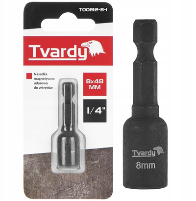 Çelës‑nasadë magnetik goditës Tvardy 8mm, 1/4", 48mm, i zi
