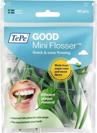 Fijëdhëmbëse për dhëmbë TePe Mini Flosser, 36 copë, pa Teflon