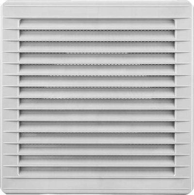 Grill ventilimi Plastiflex 170x170 mm, diametër 120 mm, me rrjetë insektesh, gri