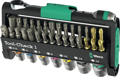 Set veglash Wera Tool-Check 1 05049050001, 38 pjesë, me bit-a dhe çelësa sokël