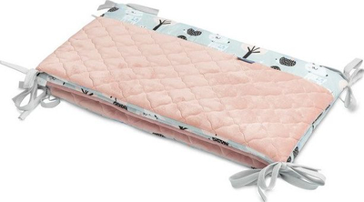 Mbrojtëse krevati Sensillo Deer Plush Check, 120x60 cm, pambuk dhe plush, rozë shumëngjyrëshe