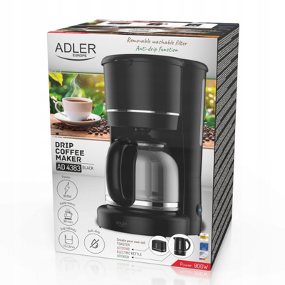 Makineri kafeje me pikim Adler AD 4383, 1.5L, filtra kafeje, e zezë