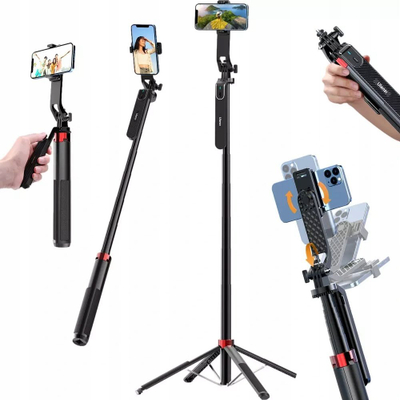 Mbajtëse telefoni Ulanzi MA09, tripod i zgjatshëm, modalitet gimbal dhe selfie stick, me telekomandë Bluetooth, e zezë