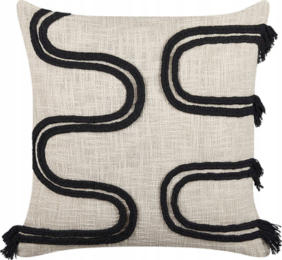 Jastëk dekorativ FUCHSIA Cotton Cushion, 45x45 cm, pambuk, bezhë me të zezë