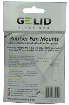 Kapëse gome për ventilator PC GELID Solutions Rubber Fan Mounts, set montimi kundër vibrimeve, të zeza