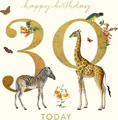 Kartolinë katrore me zarf Birthday 30, për ditëlindje, shumëngjyrëshe