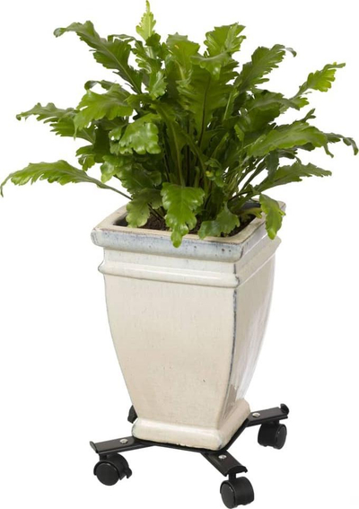 Држач со тркала за саксии Nature Adjustable, метален, до 100kg, црн
