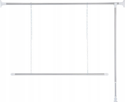 Sistem teleskopik garderobe Wenko, 3 pjesë, 150-250 cm, argjend