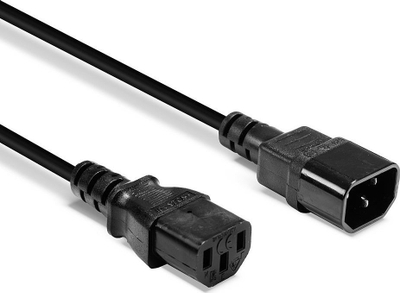 Kabllo zgjatëse rryme Lindy IEC C14 në IEC C13, 0.5m, e zezë
