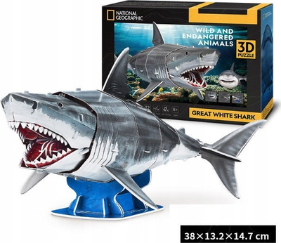 Puzzle 3D National Geographic Kids, peshkaqeni i madh i bardhë, 72 cope, karton